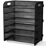 Topika 6 Tier Paper Rack File Sorter, Metal Mesh Desk Organiser with Handle