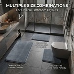 Topika - Bathroom Mat Set 3 Pcs, Non-Slip Plush Memory Foam Bath Rugs