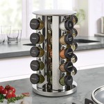 Topika - Stainless Steel Rotating Spice Rack with 20 Glass Jars & Label Set