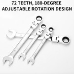 Topika - 7pcs Flex Head Ratcheting Wrench Set, Chrome Vanadium Steel Tools