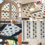 Topika Stained Glass Window Film, Privacy Window Sticker, Geometric