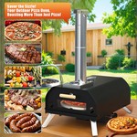 TopikaHome - Outdoor Wood Pellet Pizza Oven with Rotatable Stone & Chimney