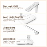 Topika - LED Desk Lamp, Rechargeable Dimmable Study Light With Phone Holder