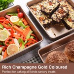 Topika - 3 Pcs Gold Baking Pans Set, Nonstick Carbon Steel Baking Trays