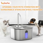 TopikaPet-Stainless Steel Cats Water Dispenser Automatic Pet Water Fountain