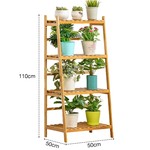 Topika Tall Indoor Plant Display Stand Rack, 4-Tier Bamboo Flower Shelf