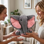 Topika - Crochet Kit For Beginners, Pink-Eared Elephant Crochet Set