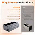 Topika Large Ottoman Storage Box Foldable Box Bench with dark grey lid