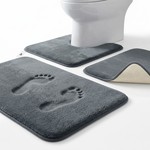 Topika - Bathroom Mat Set 3 Pcs, Non-Slip Plush Memory Foam Bath Rugs