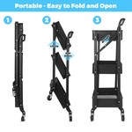 Topika - Rolling Storage Cart,Foldable Utility Metal Trolley for Home Decor