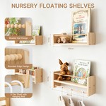 Topika 4 Piece Kids Nursery Floating Bookshelves With Beaded Rails