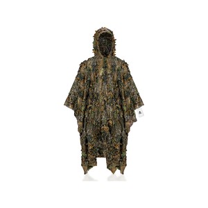Topika Ghillie Poncho Camo Hunting Suit, 3D Leafy Camouflage Hooded Cape