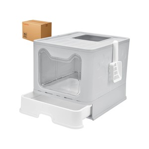 Topika Foldable Cat Litter Box with Lid & Scoop - Top Entry, Odour Control