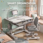 Topika Height Adjustable Kids Study Desk and Chair Set with LED Light