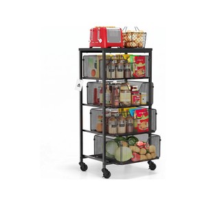 Topika Kitchen Rolling Storage Cart with 4 Drawers & Lockable Wheels