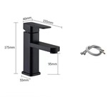 Square Short Basin Mixer With Hose Matte Black (Tall: 17.5cm)