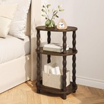 Topika - Narrow Side Table With 3-Tier Storage, Dark Brown, Oval Design
