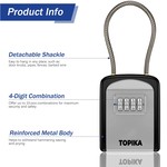 Topika-Key Lock Box with Code, Portable Key Holder&Lockbox for Keys Outside