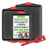 Topika-Non Stick Baking Tray Set, 4 Pcs Baking Trays Non Stick With Spatula