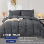 Topika Seersucker Bedding Set With Duvet Cover & Fitted Sheet, Grey