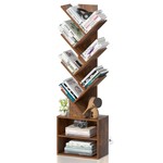 Topika 6 Tier Tree Bookshelf with Storage Cabinet, Space Saving Bookcase