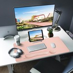 Topika 3 in 1 Mouse Pad With Wrist Support,Extra Large Leather Mousepad Set