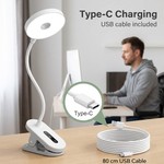 Topika Clip-On Desk Lamp, Rechargeable LED Bedside Lamp With Touch Control