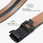 Topika Men Belts No-Holes Carbon Fibre Leather Ratchet Belt Brown Interior
