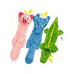 Topika No-Stuffing Plush Squeaky Dog Toy Set, Crinkle Paper Tails 3-Pack