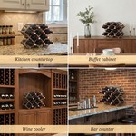 Topika Wooden Wine Rack 10 Bottle Countertop Holder, Freestanding Foldable