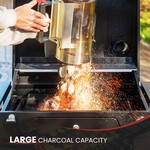 Topika Outdoor Charcoal Braai Grill & Dual Side Tables, Hooks, Thermometer