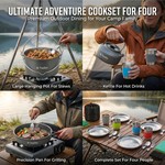 Topika 22pcs Camping Cookware Set for 4, Camp Utensils for Outdoor Cooking