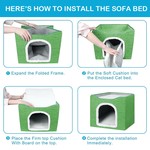 Topika - Foldable Cat Bed with Scratch Pad & Toy, Cozy Indoor Cat House