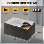 Topika - Car Sound Deadening Mat 28pcs 5mm Aluminium Bonnet Heat Shield