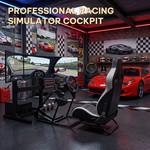 Topika Sim Racing Cockpit With Pedal Adjustable Fits Logitech &Thrustmaster