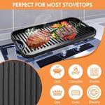 Topika 51×26×2CM Cast Iron Reversible Griddle Pan, 5kg Heavy-Duty Plate