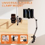 Topika Long Arm Tablet Stand With Dual Phone Holders,Flexible Bedside Mount