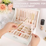 TopikaHome - PU Leather Jewelry Organizer Box, 2 Layer Jewelry Box Storage
