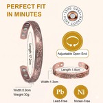 Topika Copper Bracelet for Women, Magnetic Viking Cuff 2 Pieces