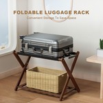 TopikaHome - Bamboo Luggage Rack with Storage Shelf Folding Suitcase Stand
