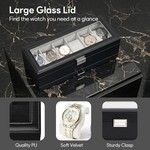 Topika - 6 Slot Watch Box With Drawer, Glass Lid Watch Display Case