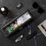 Topika - 6 Slot Watch Box With Drawer, Glass Lid Watch Display Case