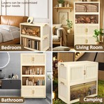 Topika - Folding Storage Cabinet, 4 Layer Foldable Organizer With Wheels