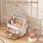 Topika Makeup Organizer With Drawers, Dustproof Lid & Brush Holder
