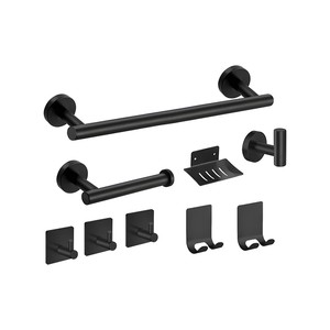 Bathroom Hardware Set, Towel Bar, Rings, Hooks, Paper Holder - 9 piece
