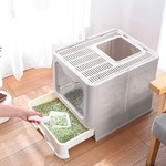 Topika Foldable Cat Litter Box with Lid & Scoop - Top Entry, Odour Control