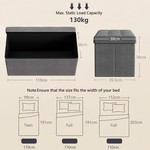 Topika 110cm Large Storage Ottoman Cube Foldable Box Bench with Lid Grey