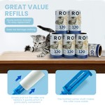 Topika Lint Roller Refills Pet Hair Removal Roller 120x6Sheets 2 handles