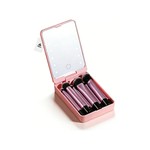 Topika 10 Pieces Makeup Brushes With LED Light & Mirror Pink Pocket Mirror