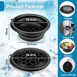 Topika Facial Ice Bath Bowl with Built-In Ice Tray, Foldable Black